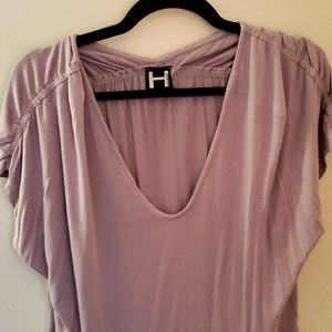 Draped lavender shirt